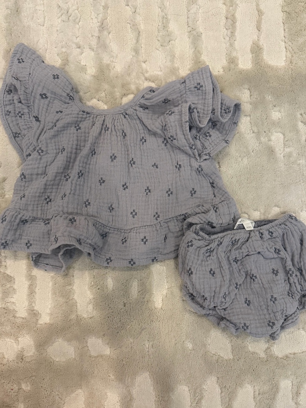 Rylee + Cru Dusty Blue Ruffle Diaper Cover Set